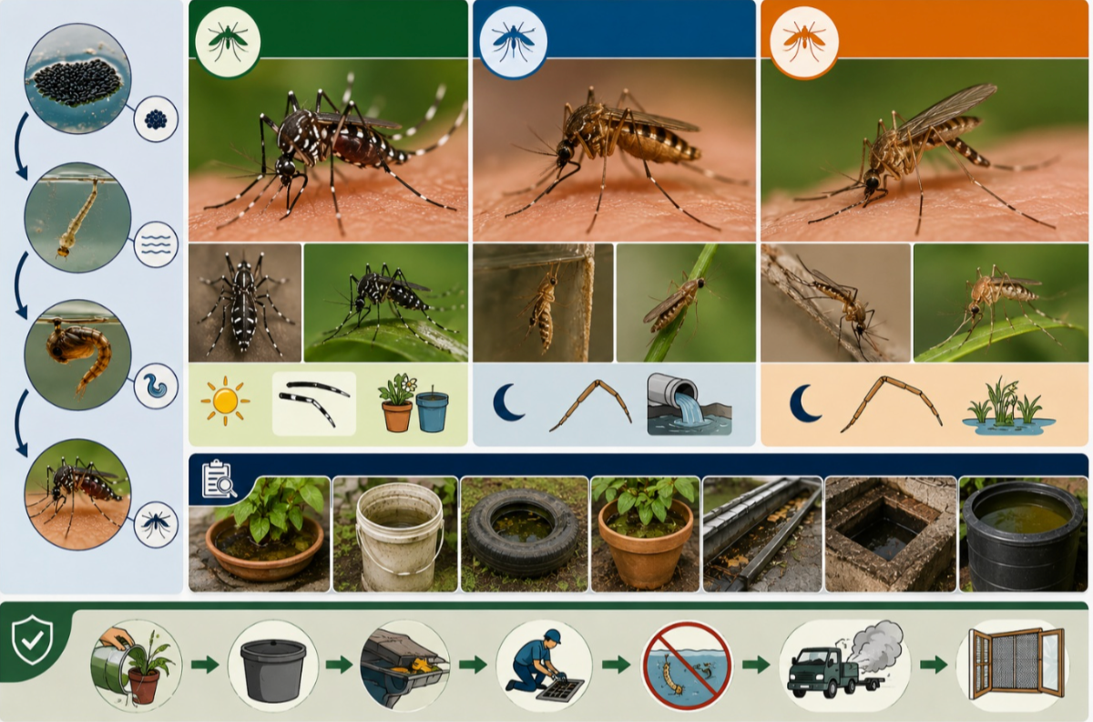 Common mosquito species in Bangalore: Aedes, Culex and Anopheles identification guide