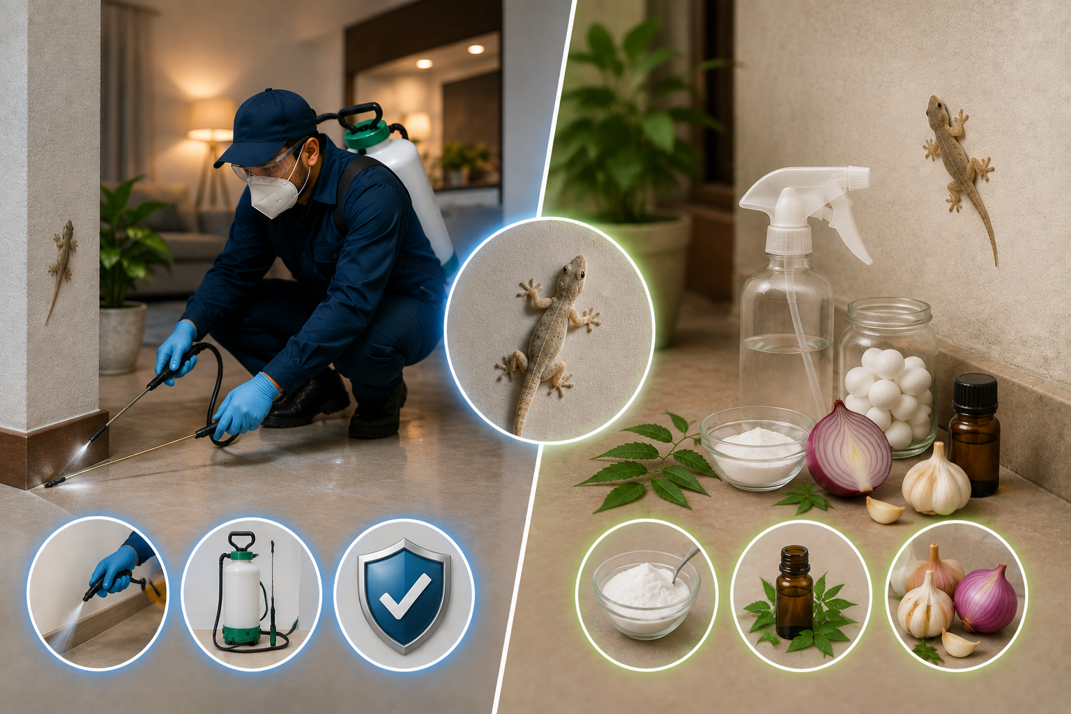 Professional lizard control vs home remedies comparison
