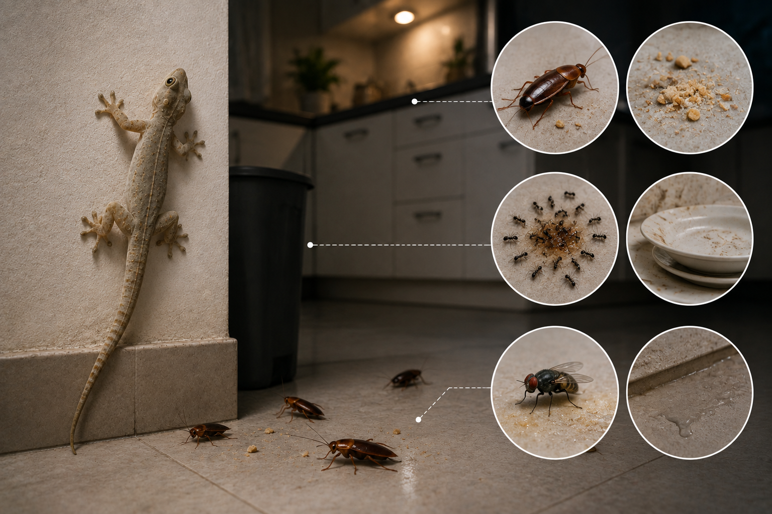 Why cockroaches and other insects attract lizards into your home