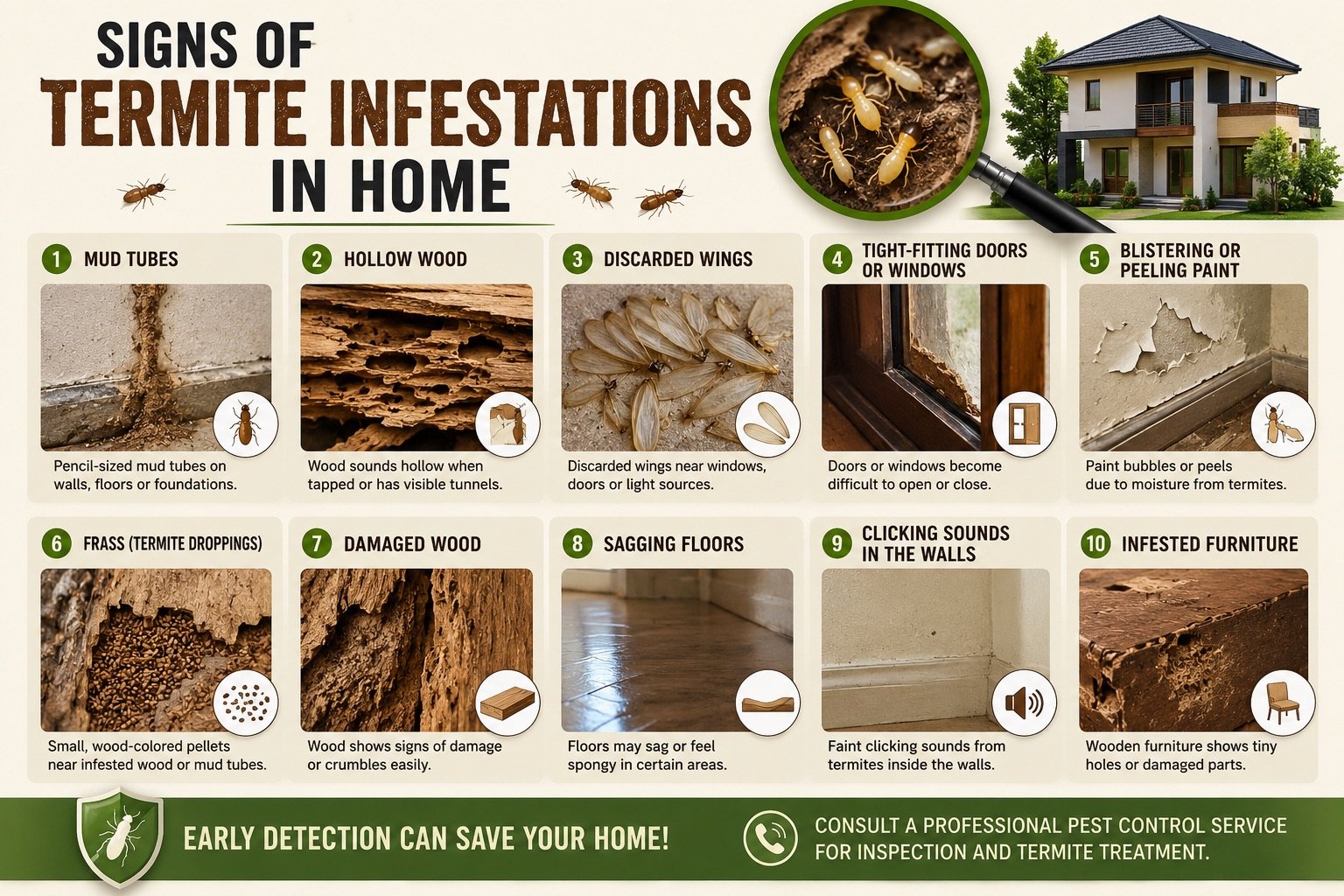 Termite infestation signs and treatment Bangalore