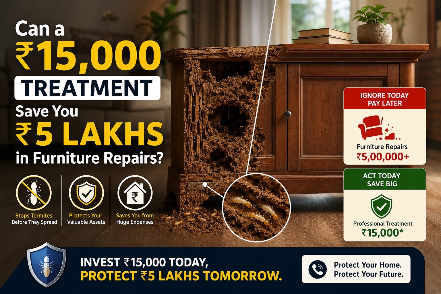 ₹15,000 termite treatment vs ₹5 lakh furniture repairs